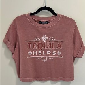 NWT: Tequila Helps Women's Pink Crop Top